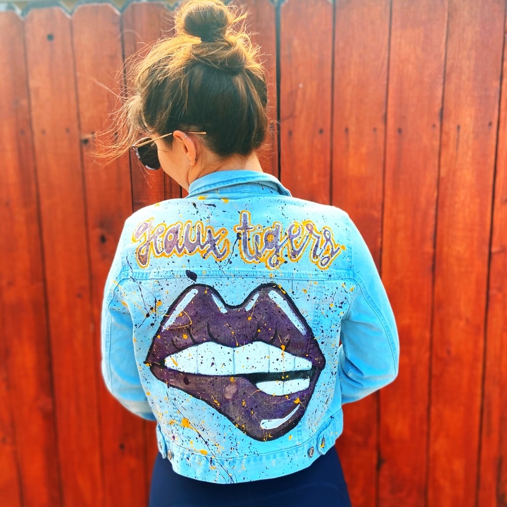 GEAUX TIGERS LSU painted jacket